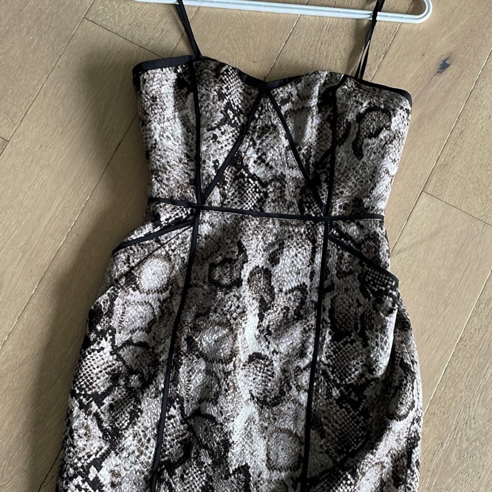BCBG MAXAZRIA Shana Python Snake Print Strapless Party Dres- 2/XS